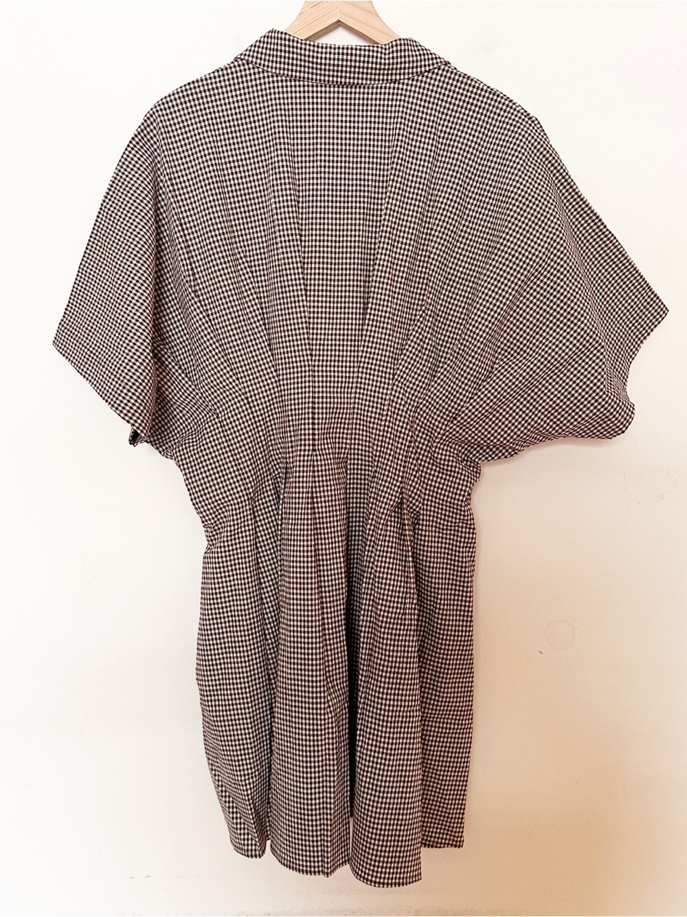 Anthropologie Exquise Tobie Mini Shirtdress  Brown Gingham - Picture 4 of 5